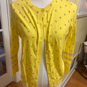 LOFT Yellow Polka Dot Cardigan